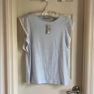 Light blue flutter sleeve tee